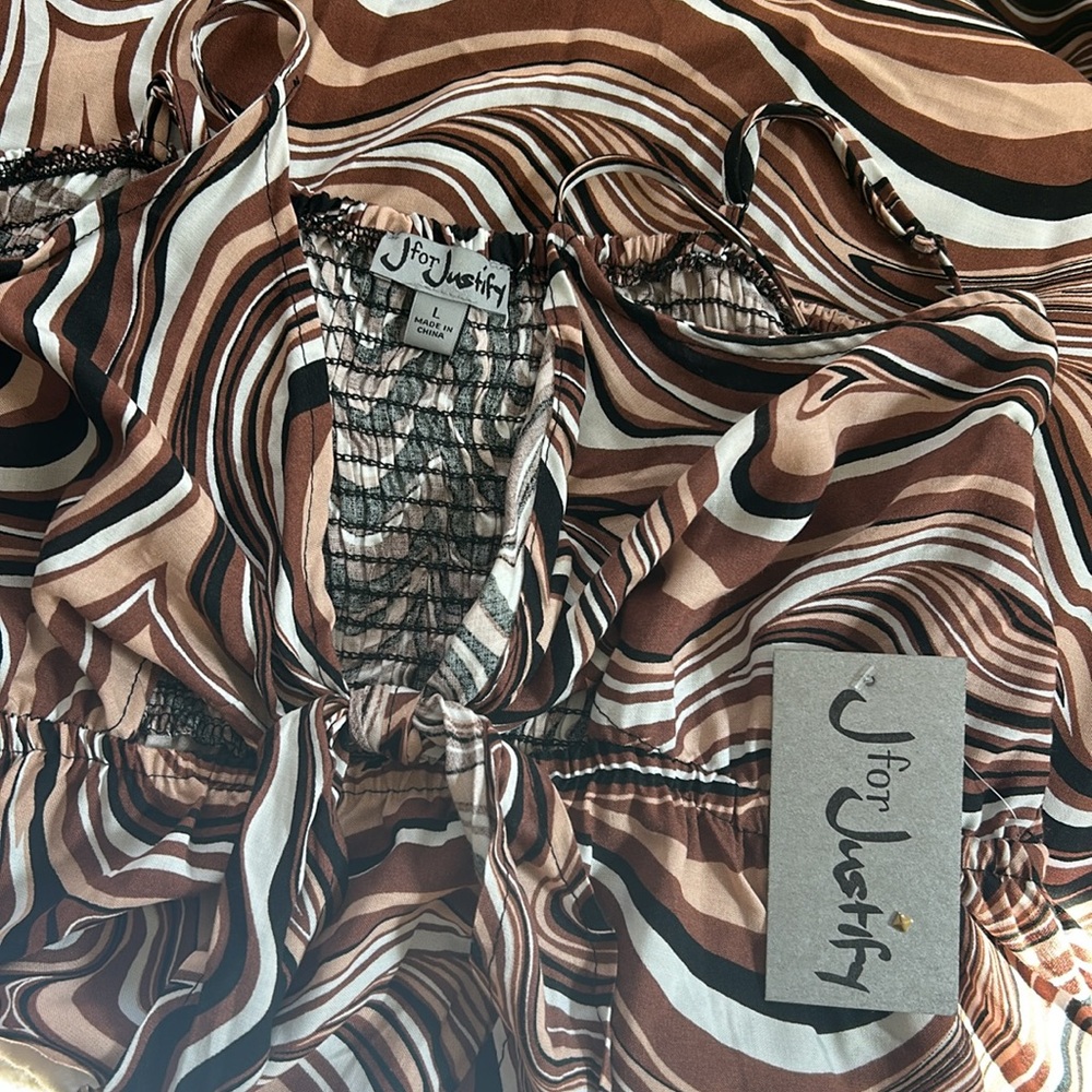 J for Justify Black and Brown Patterned Sun Dress - Picture 4 of 4